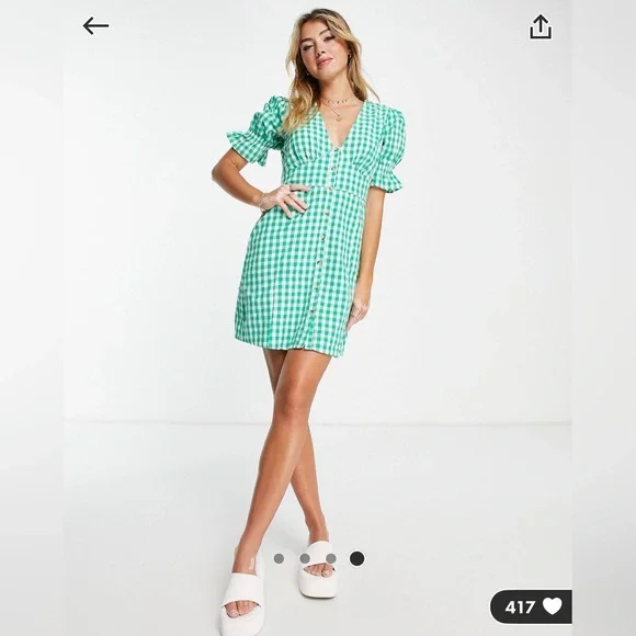 green gingham dress asos Eden Green Gingham Sleeveless Performance Seersucker Alcott Golf Dress main image 0